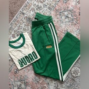 NWOT BUDRO Green Track Pants & Tee Set